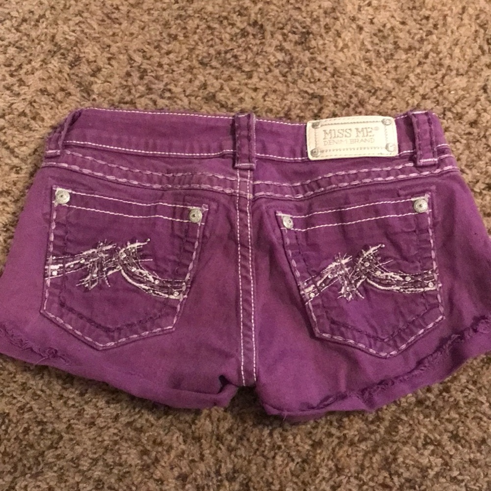 Miss Me purple denim shorts